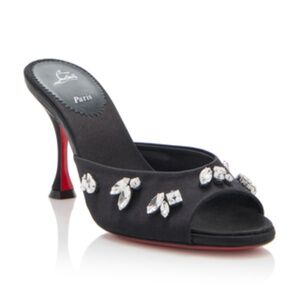 Degraqueen 85 crystal-embellished satin mules